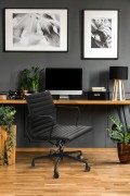 Fotel biurowy CH1171T-B czarna skóra, cz arny - d2design